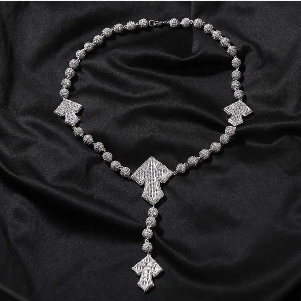Silver Cross Necklace With Zirconia 89 D 6